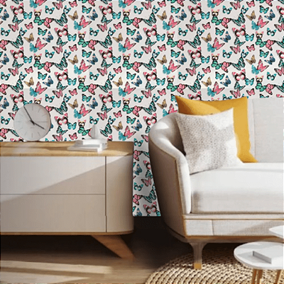 Papel de Parede Borboletas Coloridas Rolo com 10 Metros