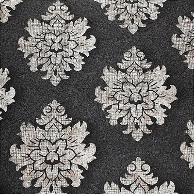 Papel de Parede Arabesco Preto e Cinza Rolo com 10 Metros