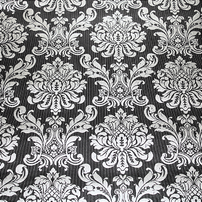 Papel de Parede Arabesco Listrado Preto e Prata Rolo com 10 Metros
