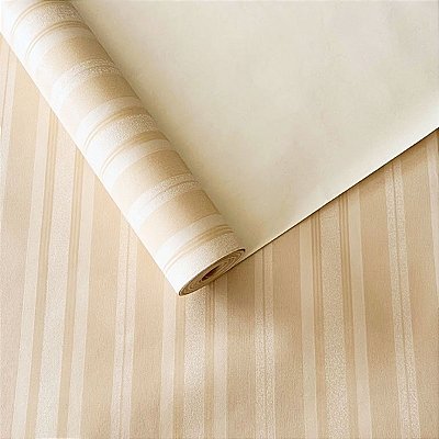 Papel de Parede Listrado Bege Sutil Levemente Texturizado 10M
