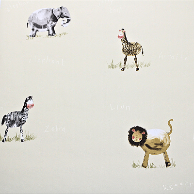 Papel de Parede Infantil Zoológico Fundo Bege Rolo com 10 Metros