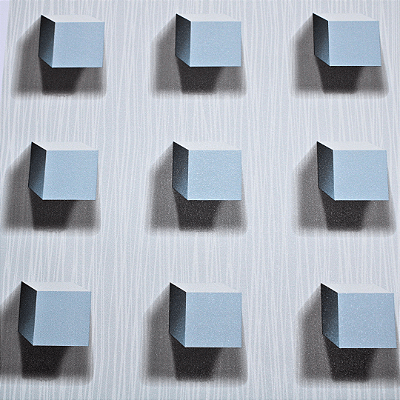 Papel de Parede Geométrico 3D Tom de Azul Claro Rolo com 10 Metros