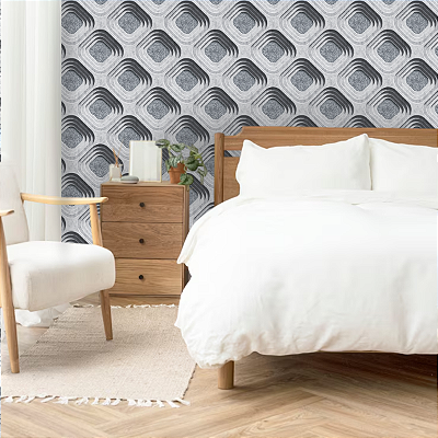 Papel de Parede Geométrico 3D em Tons de Cinza Rolo com 10 Metros