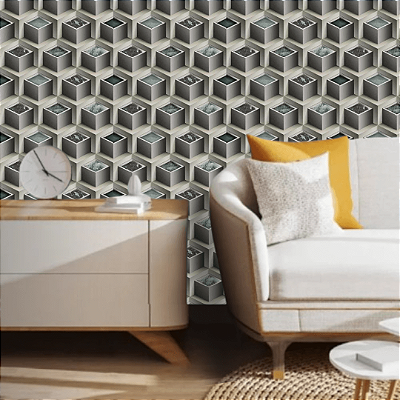 Papel de Parede Geométrico 3D Tons Escuros  Rolo com 10 Metros