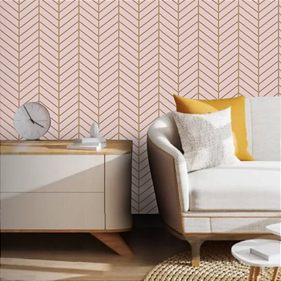 Papel de Parede Geométrico Tom de Rosa Rolo com 10 Metros