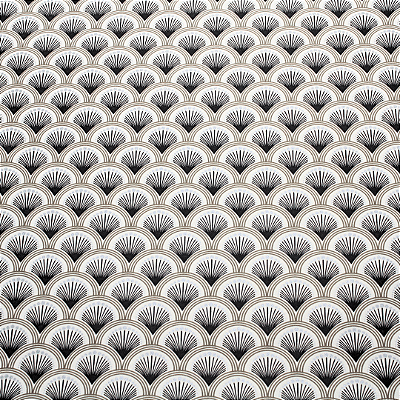 Papel de Parede Conchas Bege Preto e Branco Rolo com 10 Metros