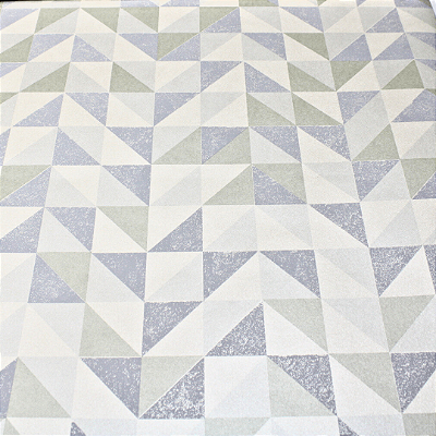 Papel de Parede Geométrico Tons de Azul e Verde Rolo com 10 Metros