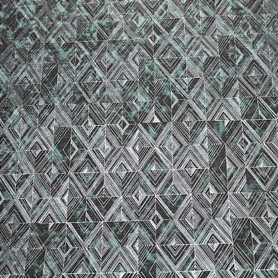 Papel de Parede Geométrico Tons de Verde e Preto Rolo com 10 Metros