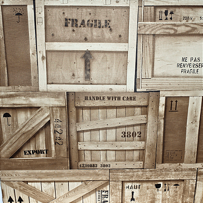 Papel de Parede Caixotes de Madeiras Rolo com 10 Metros