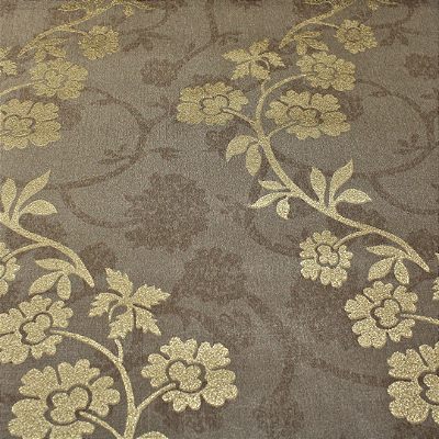 Papel de Parede Floral Tons de Dourado e Marrom Rolo com 10 Metros