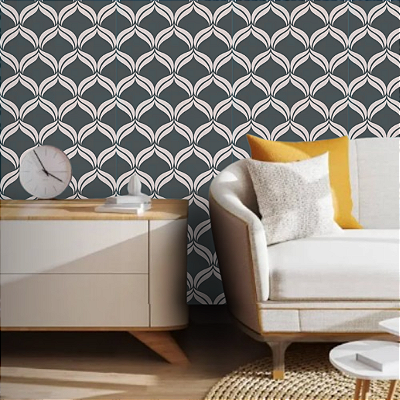 Papel de Parede Geométrico Tons Cinza e Branco Rolo com 10 Metros