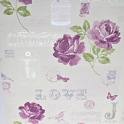 Papel de Parede Floral Tons de Rosa e Prata Rolo com 10 Metros