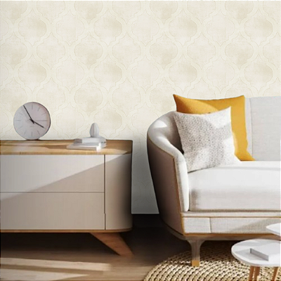 Papel de Parede Geométrico Tons de Bege e Dourado Rolo com 10 Metros