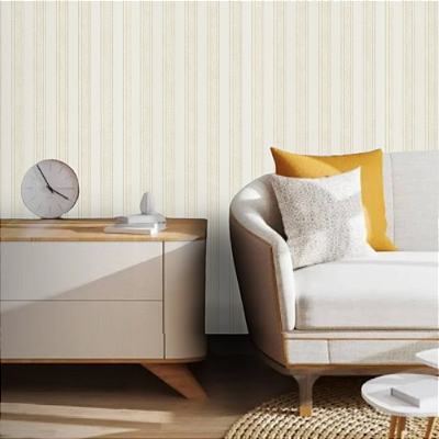 Papel de Parede Listrado Tom de Bege Claro Rolo com 10 Metros