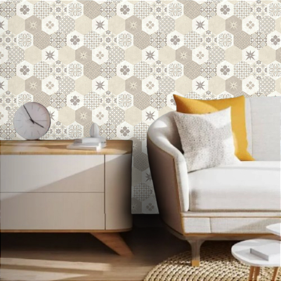 Papel de Parede Geométrico Tons de Bege Rolo com 10 Metros