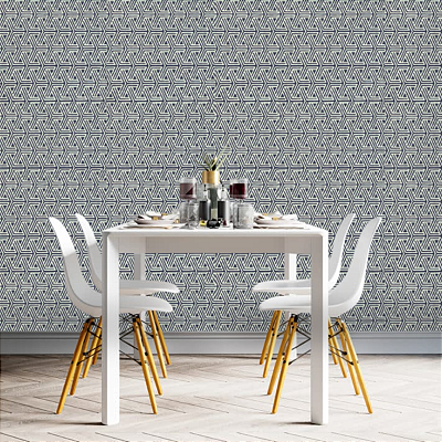 Papel de Parede Geométrico Dourado e Preto Rolo com 10 Metros