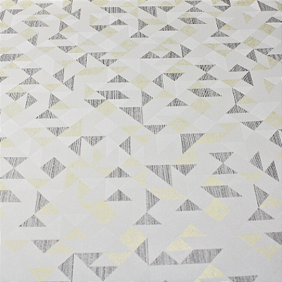 Papel de Parede Geométrico Tons de Branco e Dourado Rolo com 10 Metros