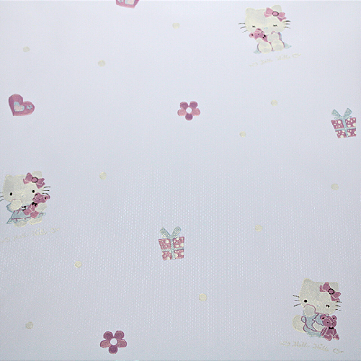 Papel de Parede Infantil Hello Kitty Fundo Azul Rolo com 10 Metros