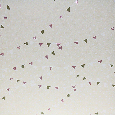 Papel de Parede Infantil Bandeirinhas Fundo Amarelo Rolo com 10 Metros