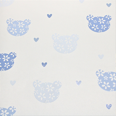 Papel de Parede Infantil Tons de Creme e Azul Rolo com 10 Metros