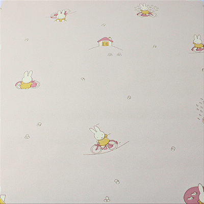 Papel de Parede Infantil Coelhinho e Casas Rolo com 10 Metros