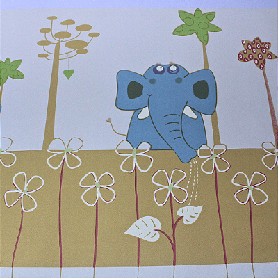 Faixa Decorativa de Papel de Parede Elefante Rolo com 10 Metros