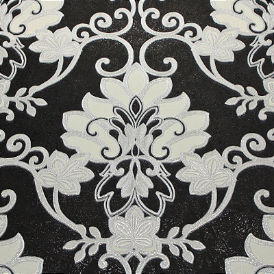 Papel de Parede Arabesco Tons de Preto e Creme Rolo com 10 Metros