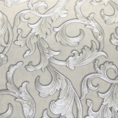 Papel de Parede Folhagens Tons de Bege com Brilho Rolo com 10 Metros