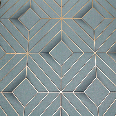 Papel de Parede Geométrico Tons de Verde Água Rolo com 10 Metros