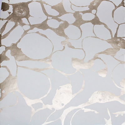 Papel de Parede Abstrato Tons de Branco e Dourado Rolo com 10 Metros