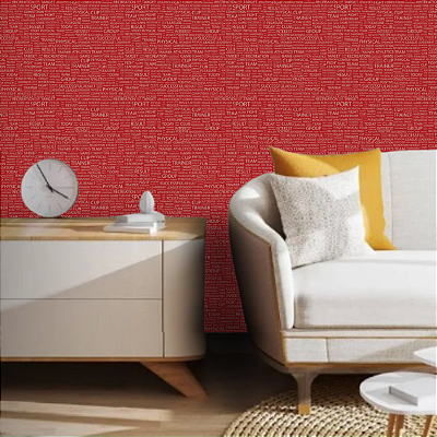 Papel de Parede Importado Vermelho Palavras 10 metros