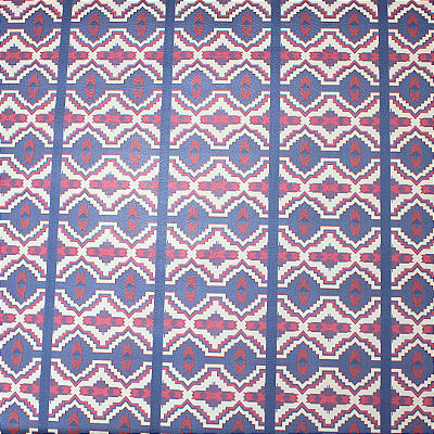 Papel de Parede Importado Geométrico Azul e Vermelho 10 Metros