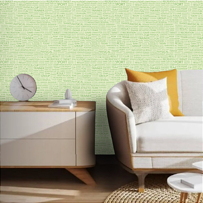 Papel de Parede Importado Verde Claro Palavras 10 Metros