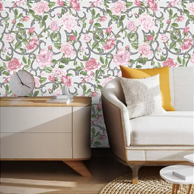 Papel de Parede Importado Texturizado Floral Rosa 10 Metros
