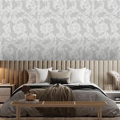 Papel de Parede Arabesco Cinza Luxo 10 Metros