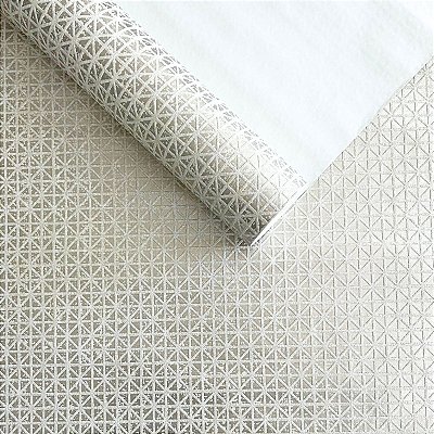 Papel de Parede Geométrico Bege Brilhante Com Textura 10 Metros