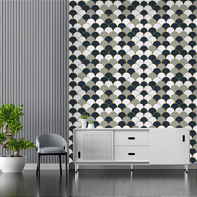 Papel Adesivo Geométrico Azul 5 Metros