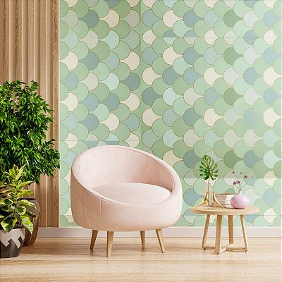 Papel de parede Adesivo Escama Tons de Sálvia Item Importado Vinílico Impermeável 5MX45CM