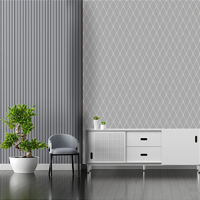 Papel de Parede Geométrico fundo Prateado 10 Metros