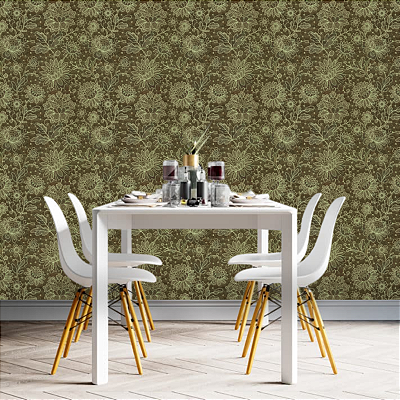 Papel de Parede Floral Marrom 10 Metros