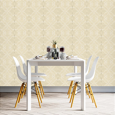 Papel de Parede Geométrico tom Bege Claro 10 Metros