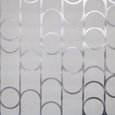 Papel de Parede Geométrico fundo Branco detalhe Prateado 10 Metros