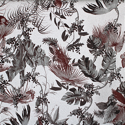 Papel de Parede Folhagem fundo Prateado 10 Metros