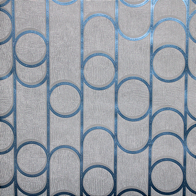 Papel de Parede Geométrico Cinza detalhes em Azul 10 Metros