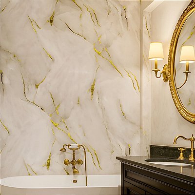 Papel de Parede Adesivo Mármore Dourado Vinílico Lavável Importado 5MX45CM