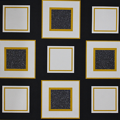 Papel de Parede Geométrico Preto Branco e Amarelo 10 Metros