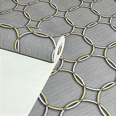 Papel de Parede Geométrico efeito Aço Escovado Importado Luxo 15 Metros para Residencial e Comercial