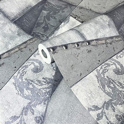 Papel de Parede Geométrico tons de Cinza 15 Metros Lavável para Residencial e Comercial