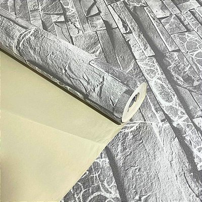 Papel de Parede efeito Pedras Tons Claros Importado Luxo 15 Metros Lavável para Residencial e Comercial