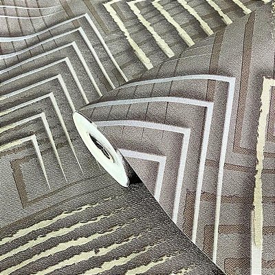 Papel de Parede Geométrico tons Escuros Importado Luxo 15 Metros Lavável para Residencial e Comercial